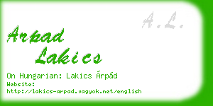 arpad lakics business card