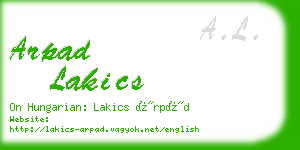 arpad lakics business card